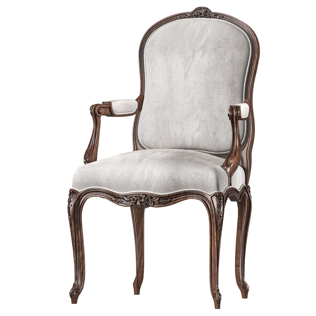 Chairish Chair 3D Model – Classical Rococo Design, FBX, PBR Textures - View 5