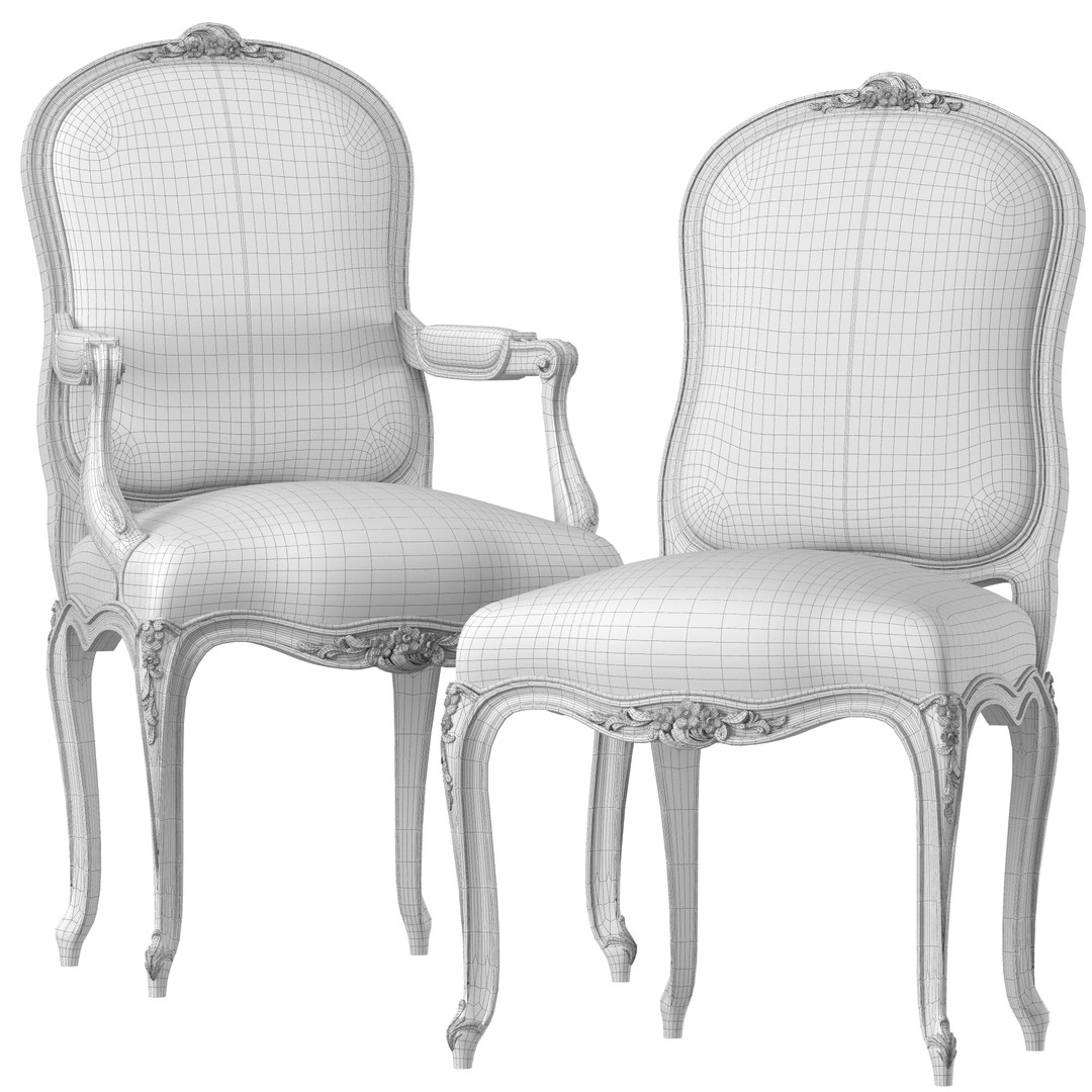 Chairish Chair 3D Model – Classical Rococo Design, FBX, PBR Textures - View 6