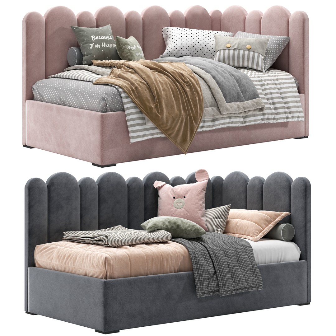 Corner Fence Bed 3D Model – Stylish Teen Furniture, FBX & OBJ