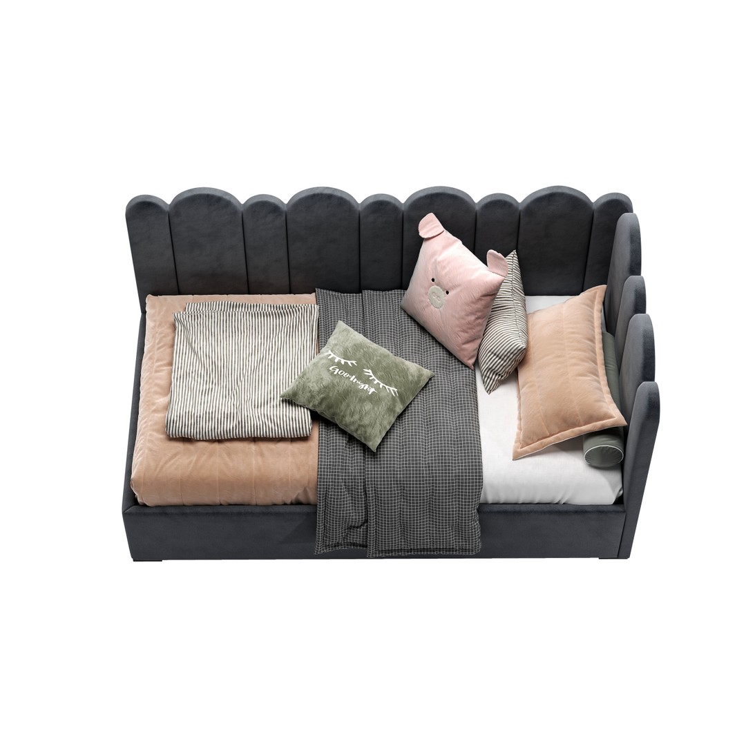 Corner Fence Bed 3D Model – Stylish Teen Furniture, FBX & OBJ - View 10