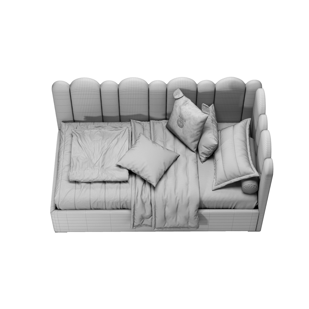 Corner Fence Bed 3D Model – Stylish Teen Furniture, FBX & OBJ - View 11
