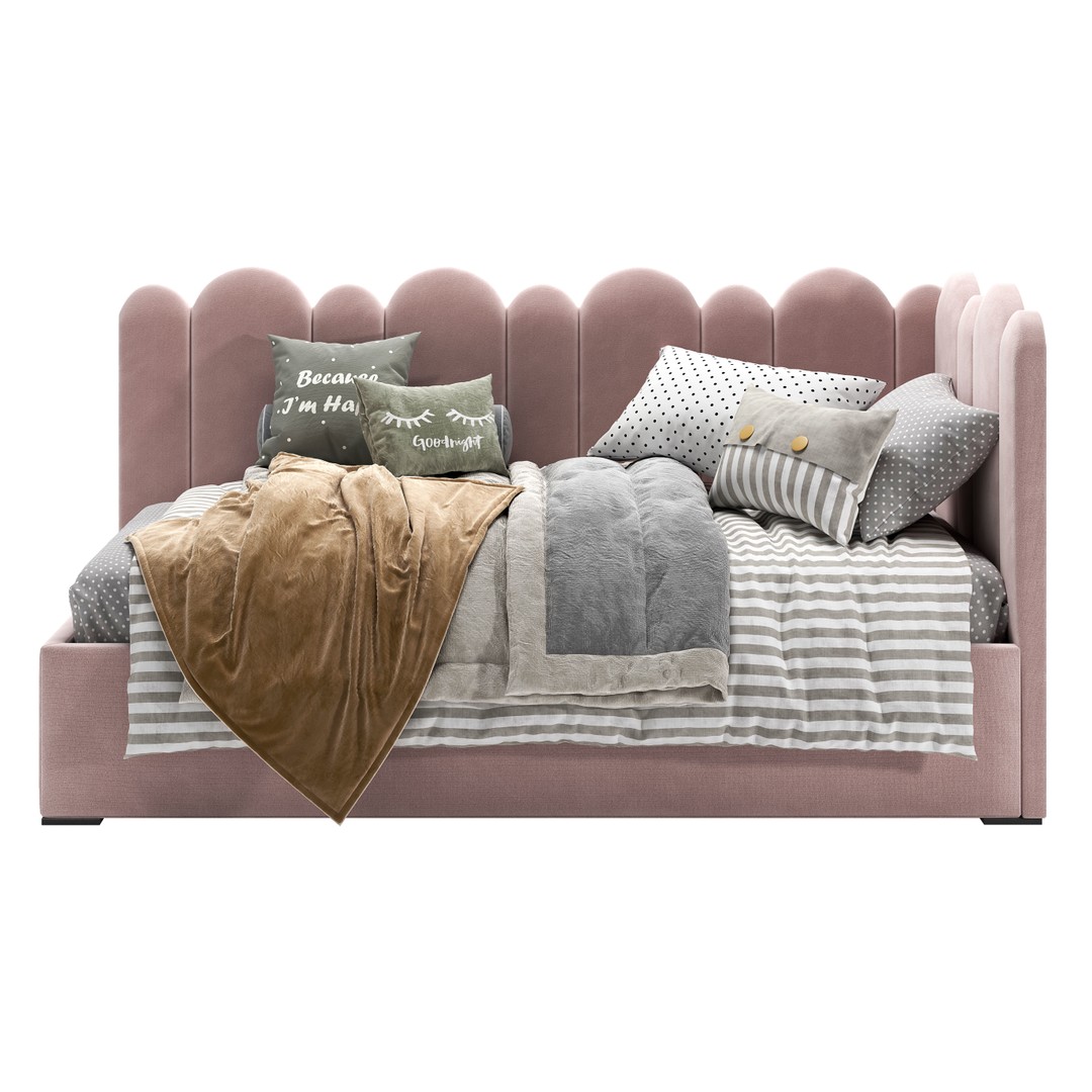 Corner Fence Bed 3D Model – Stylish Teen Furniture, FBX & OBJ - View 4
