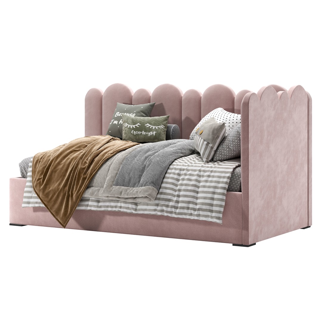 Corner Fence Bed 3D Model – Stylish Teen Furniture, FBX & OBJ - View 6