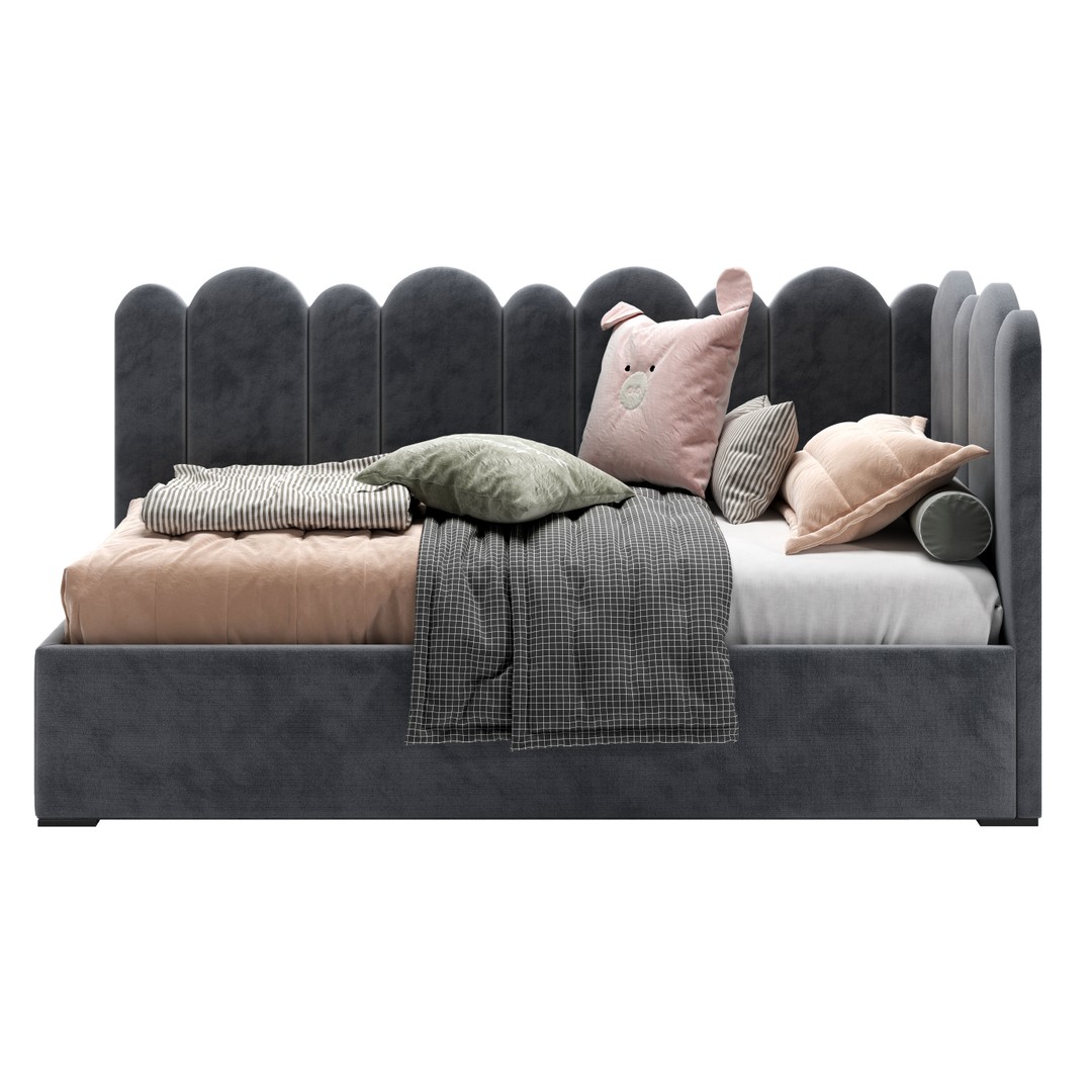 Corner Fence Bed 3D Model – Stylish Teen Furniture, FBX & OBJ - View 7