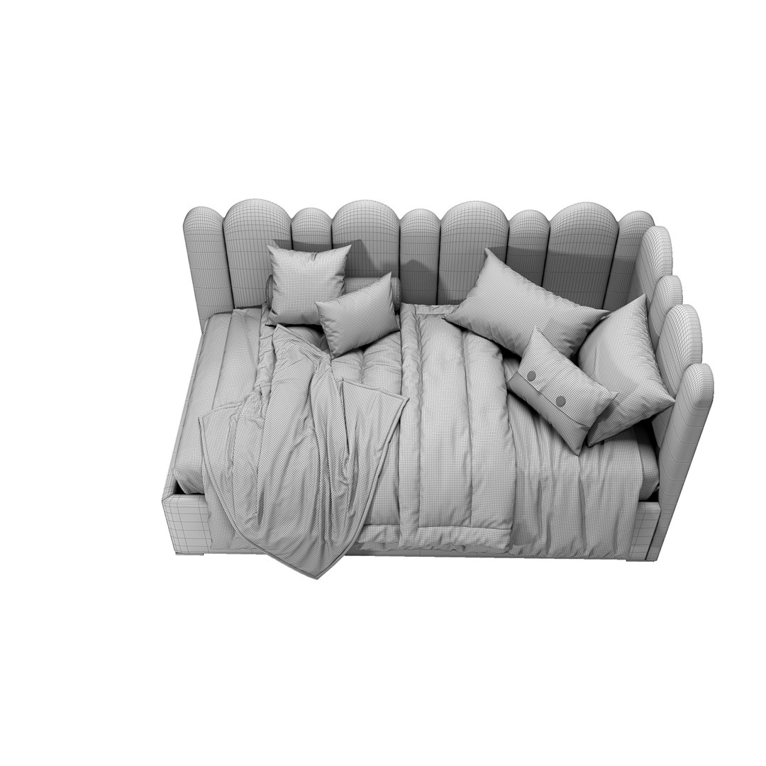 Corner Fence Bed 3D Model – Stylish Teen Furniture, FBX & OBJ - View 9