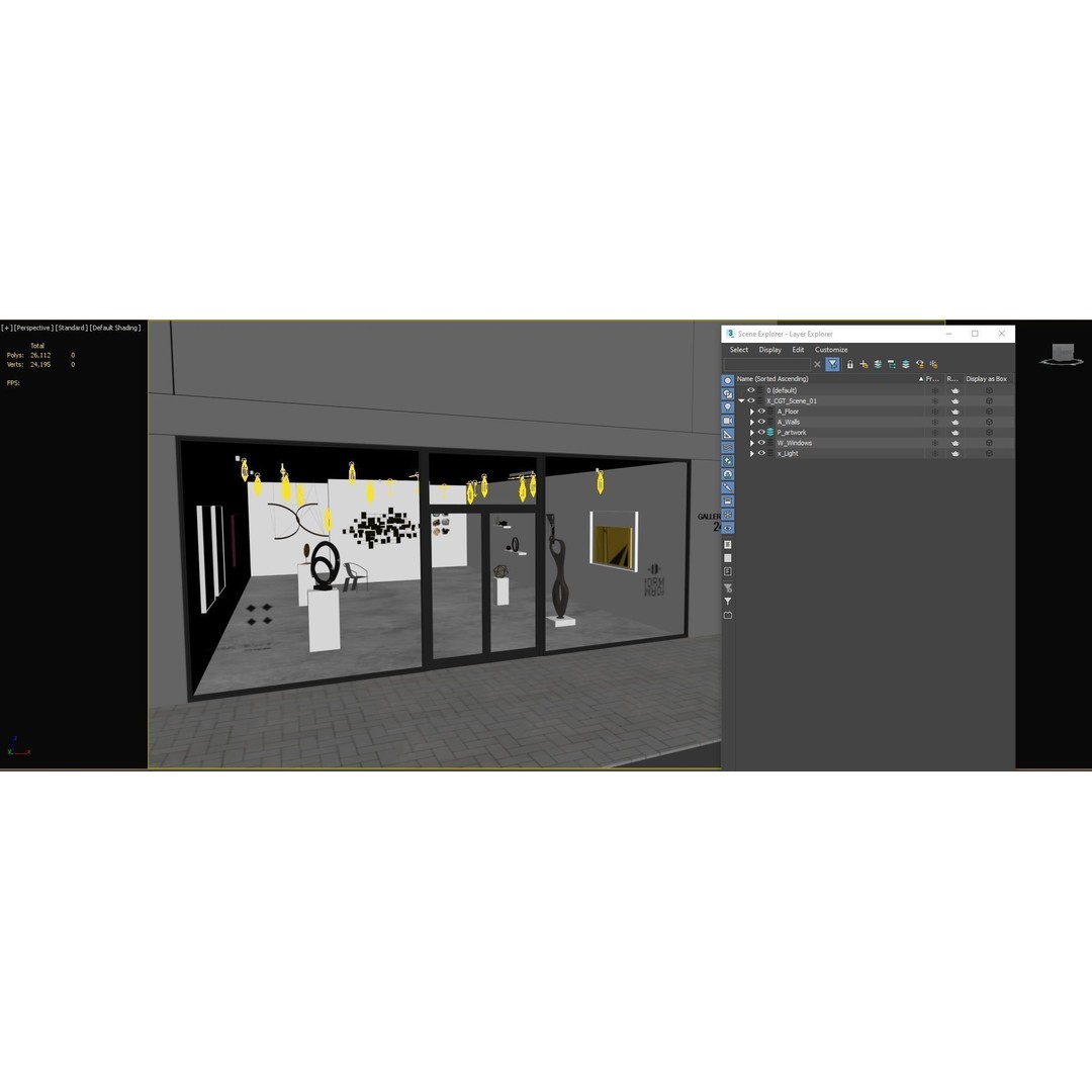 Art Gallery 3D Model – Low Poly Interior Scene, FBX, OBJ