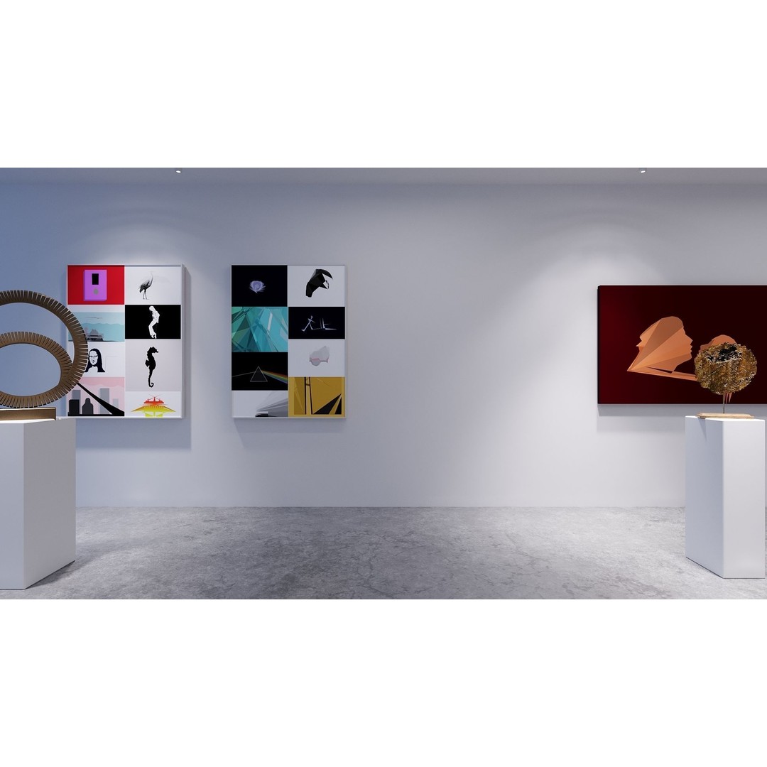 Art Gallery 3D Model – Low Poly Interior Scene, FBX, OBJ - View 10