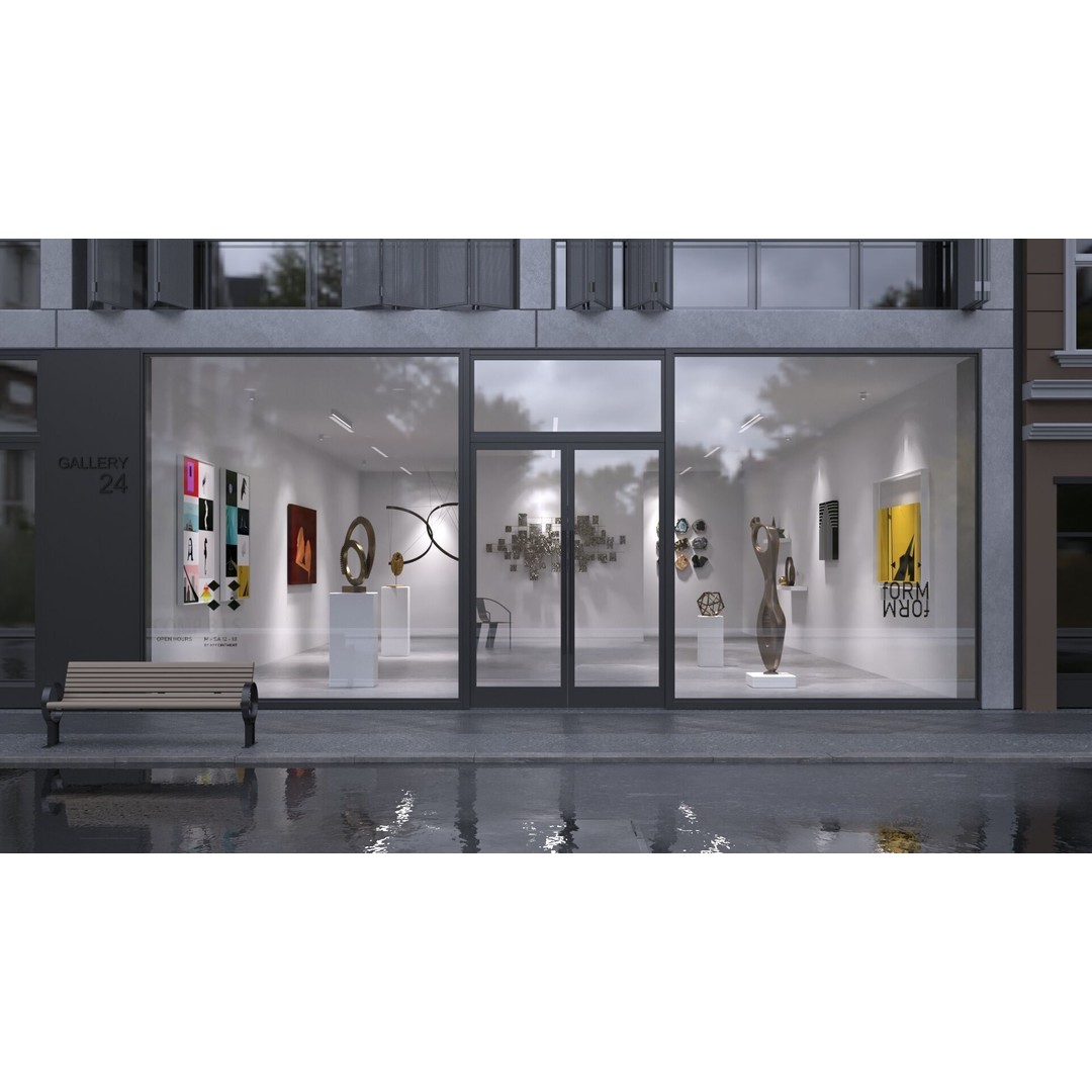 Art Gallery 3D Model – Low Poly Interior Scene, FBX, OBJ - View 3