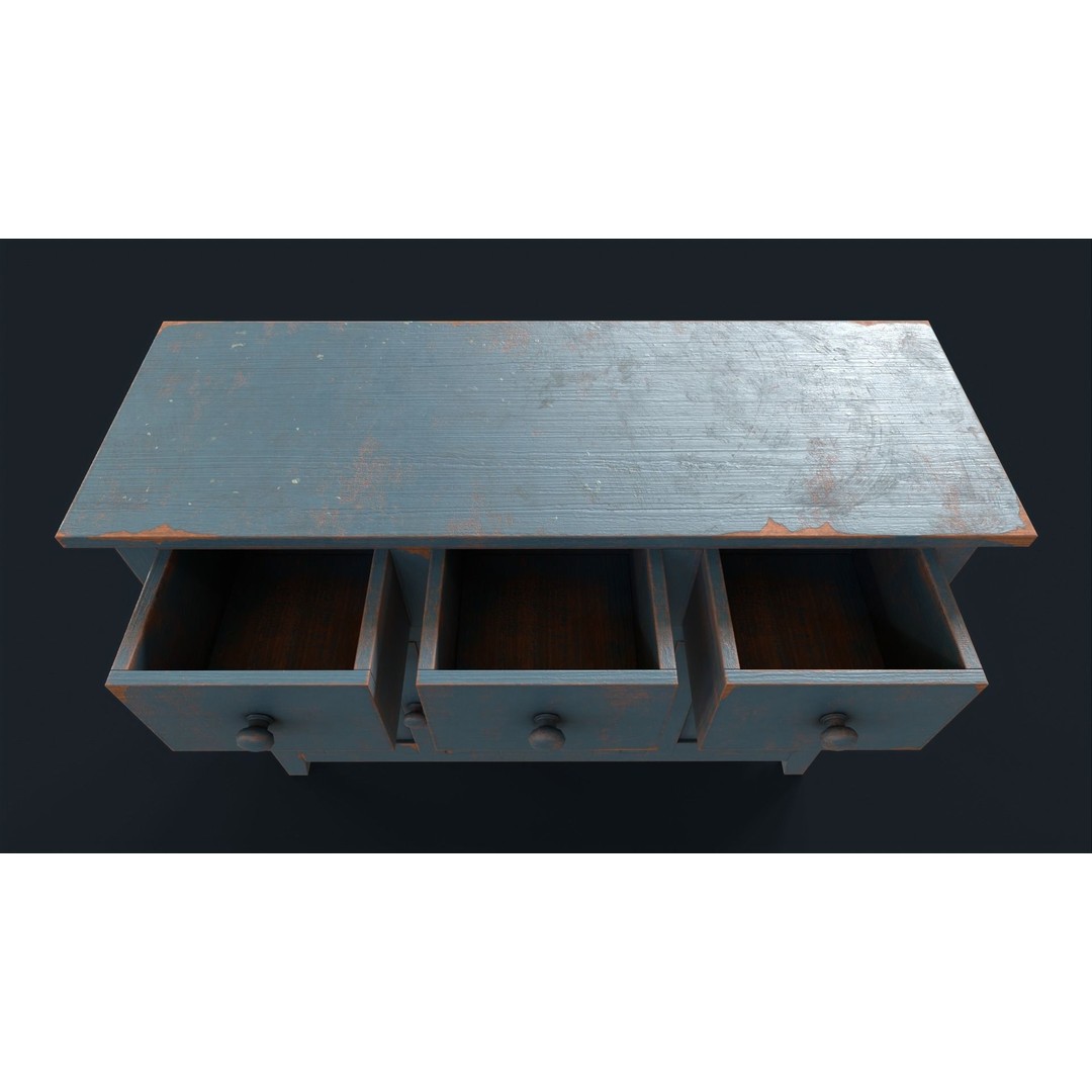 Vintage Buffet 3D Model – Low Poly Kitchen Storage, FBX & OBJ - View 11