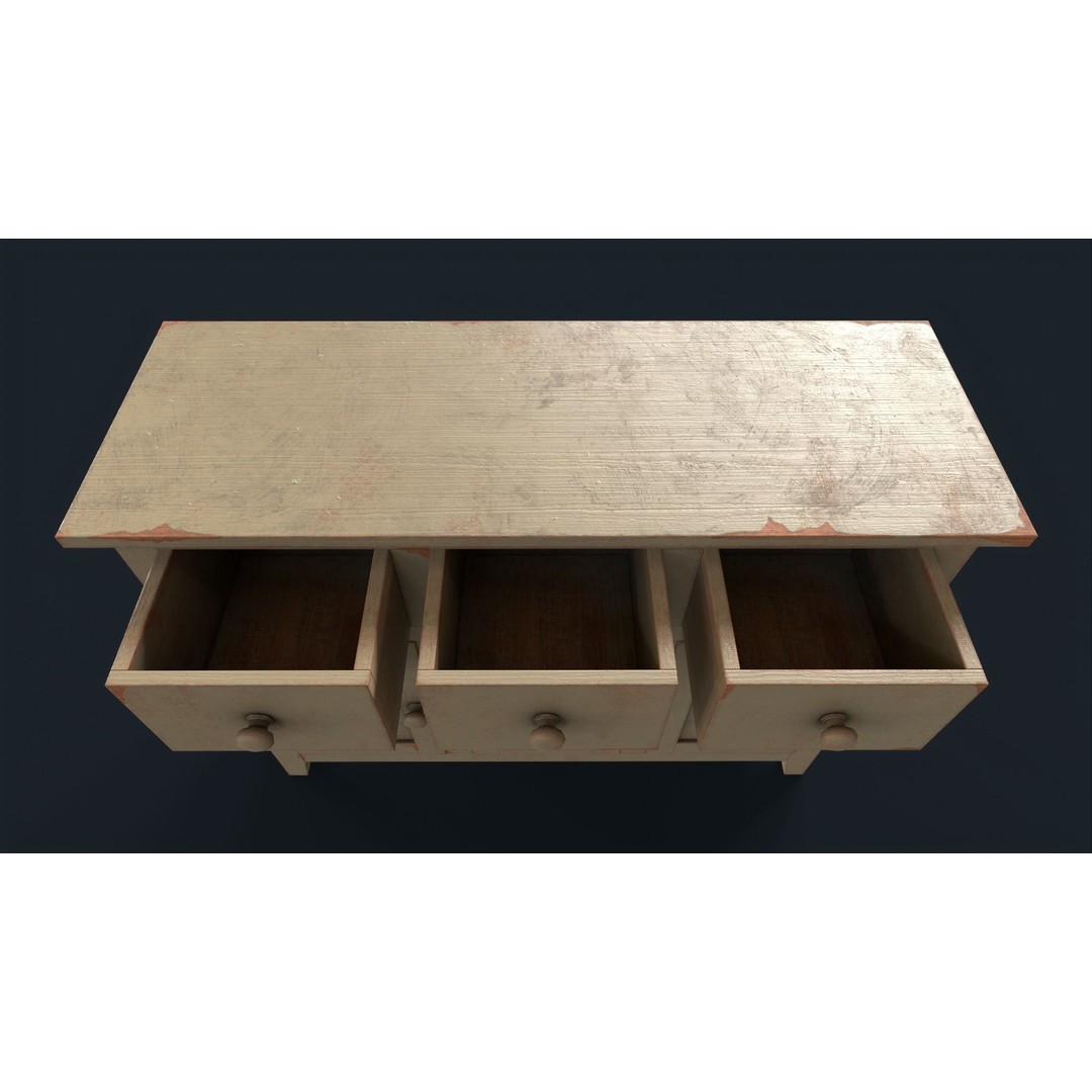 Vintage Buffet 3D Model – Low Poly Kitchen Storage, FBX & OBJ - View 12