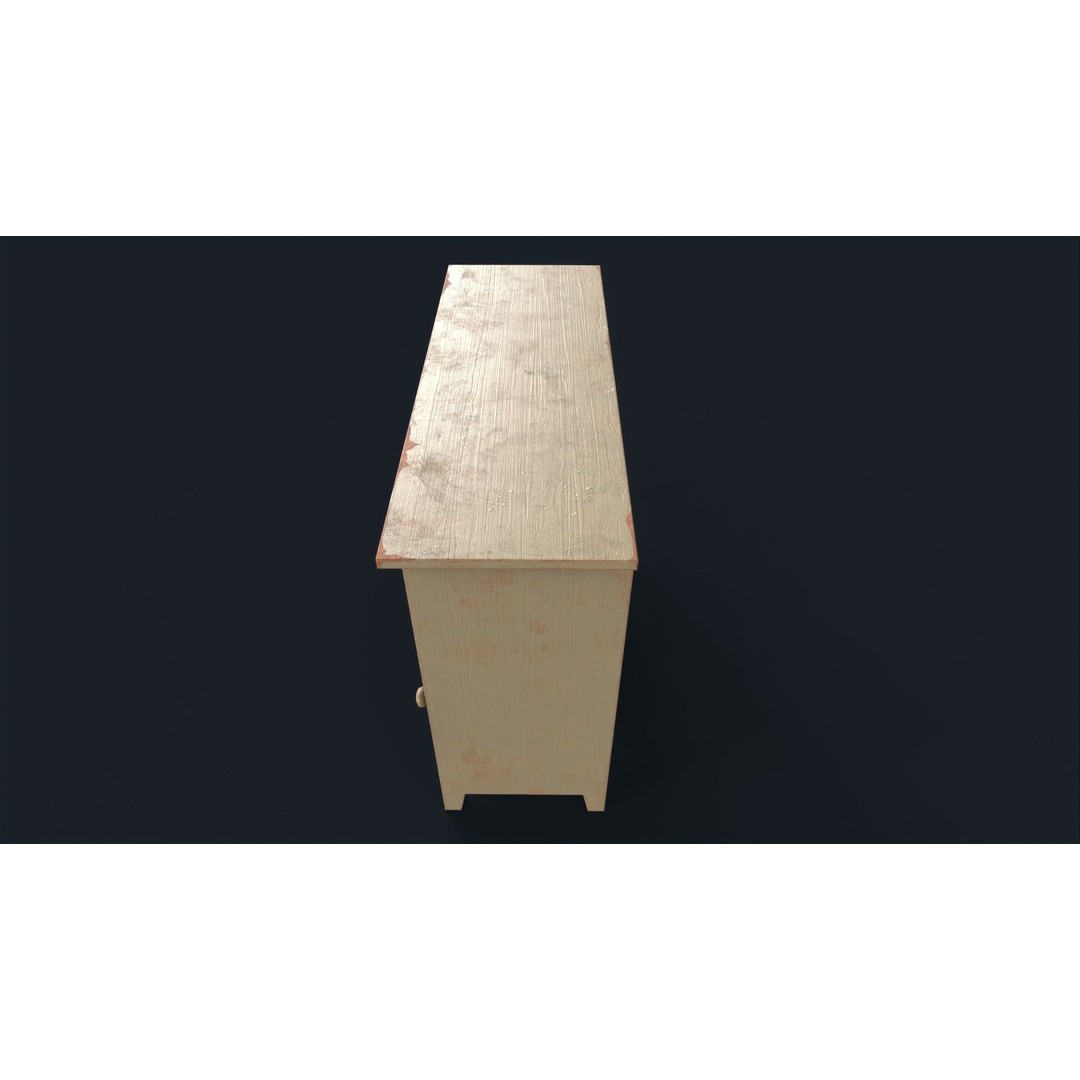 Vintage Buffet 3D Model – Low Poly Kitchen Storage, FBX & OBJ - View 13