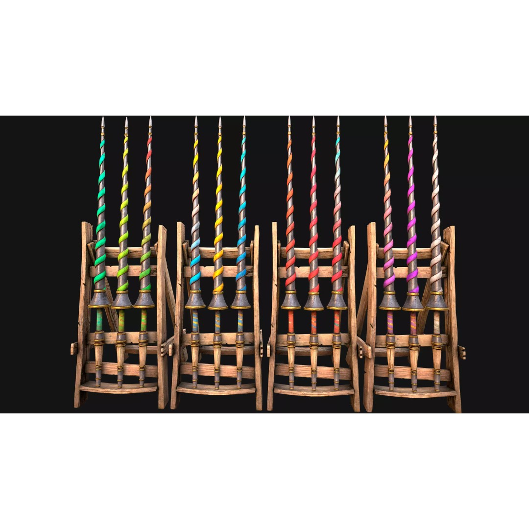 Medieval Lance Rack 3D Model – Low Poly Game Asset, FBX & Blender Formats - View 10