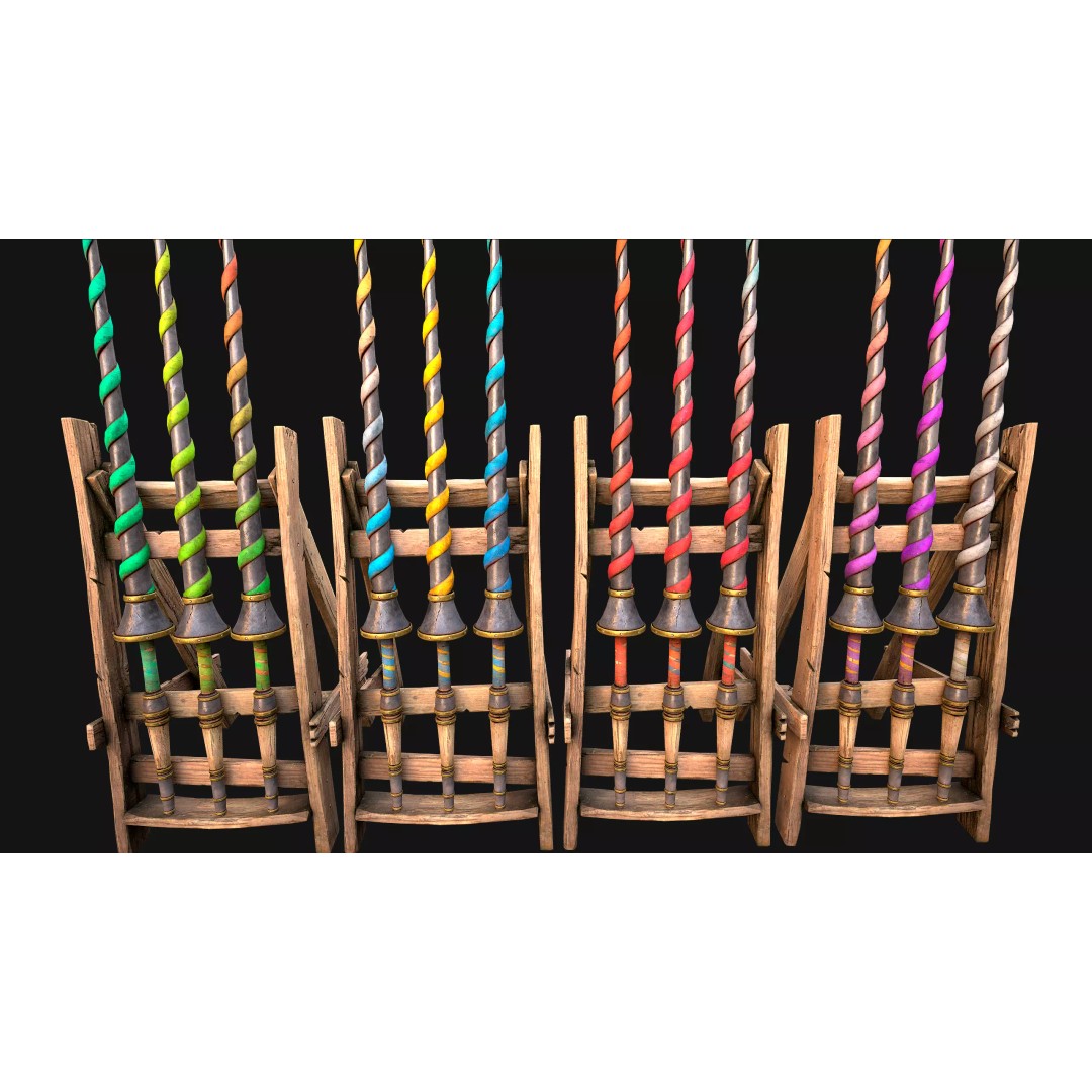 Medieval Lance Rack 3D Model – Low Poly Game Asset, FBX & Blender Formats - View 11