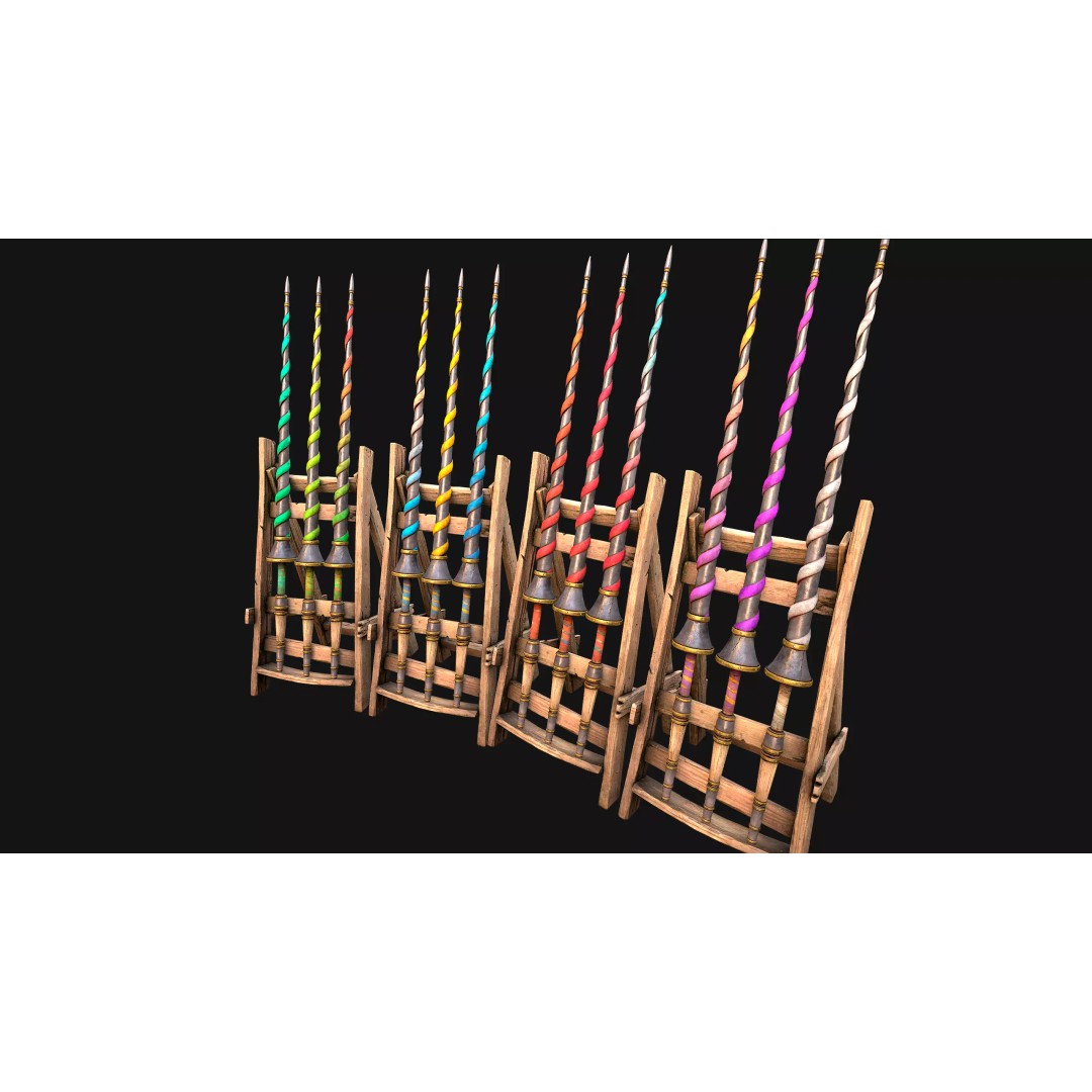 Medieval Lance Rack 3D Model – Low Poly Game Asset, FBX & Blender Formats - View 12