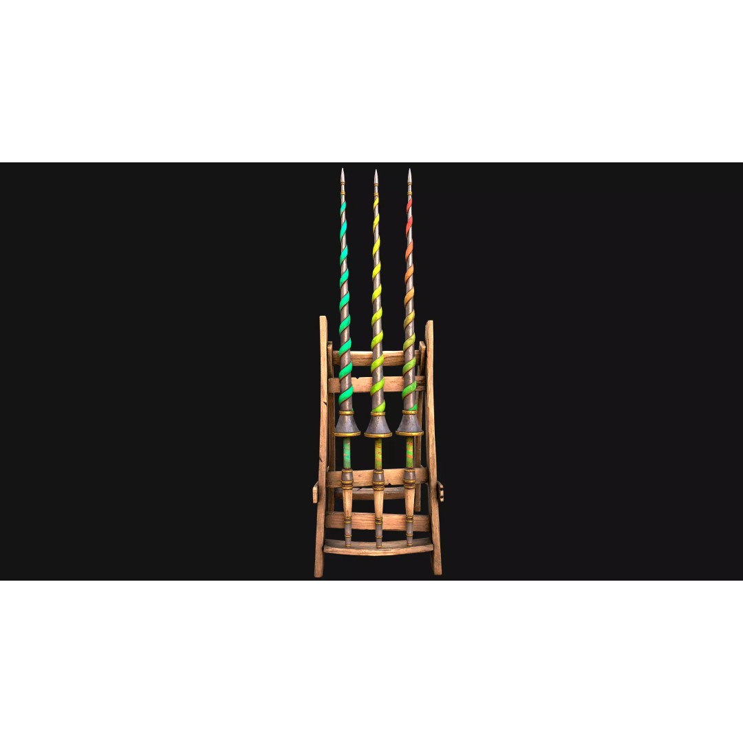 Medieval Lance Rack 3D Model – Low Poly Game Asset, FBX & Blender Formats - View 13