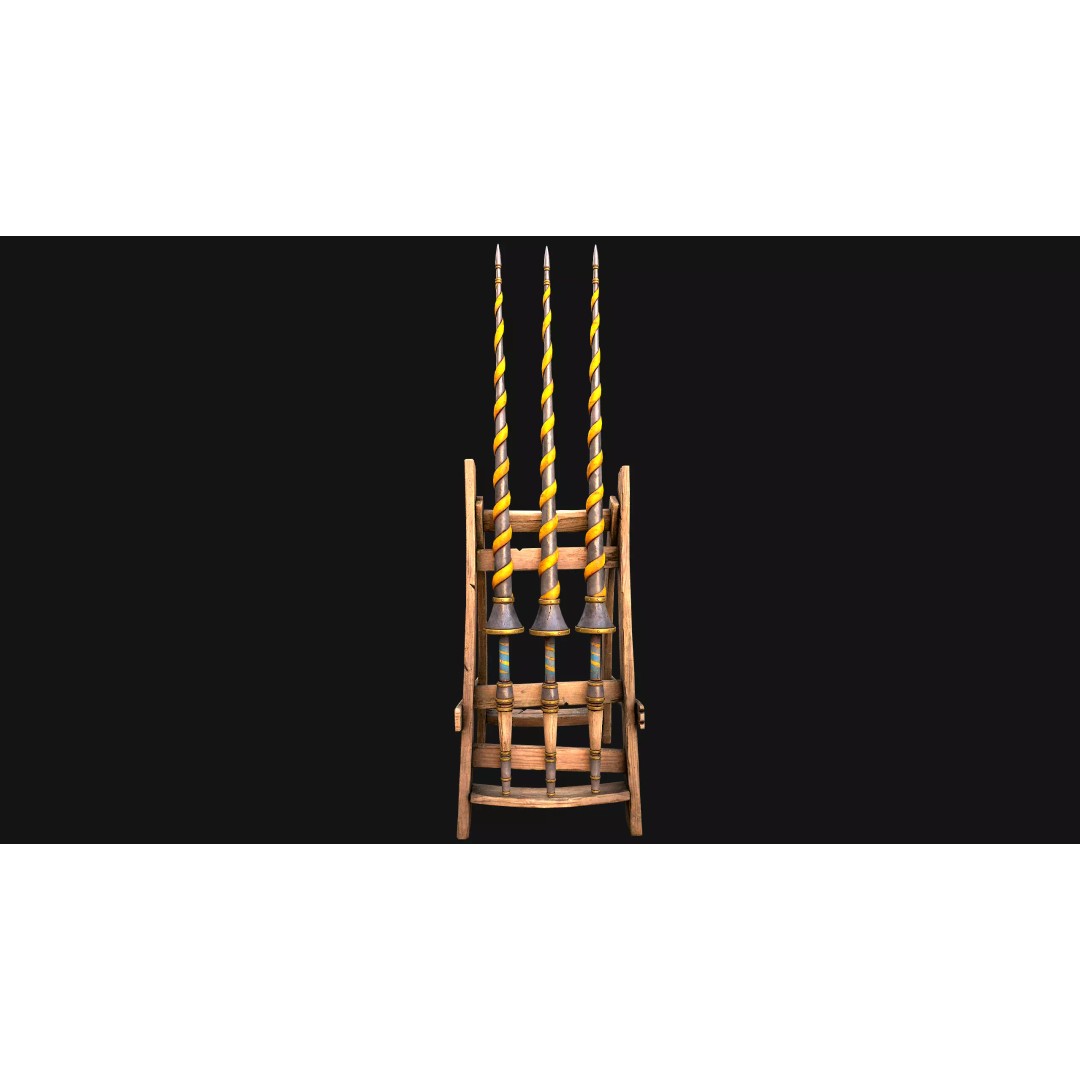 Medieval Lance Rack 3D Model – Low Poly Game Asset, FBX & Blender Formats - View 14