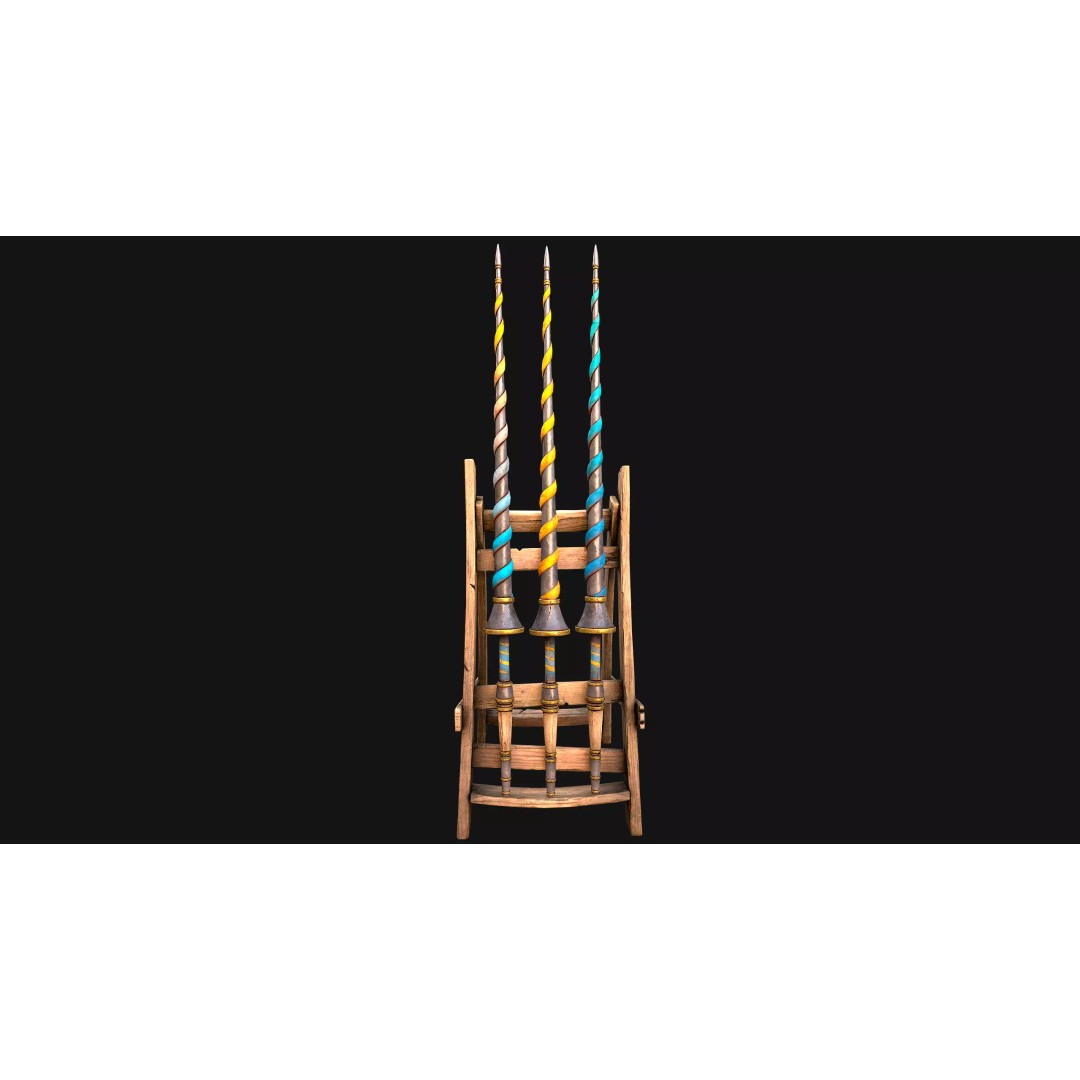 Medieval Lance Rack 3D Model – Low Poly Game Asset, FBX & Blender Formats - View 16