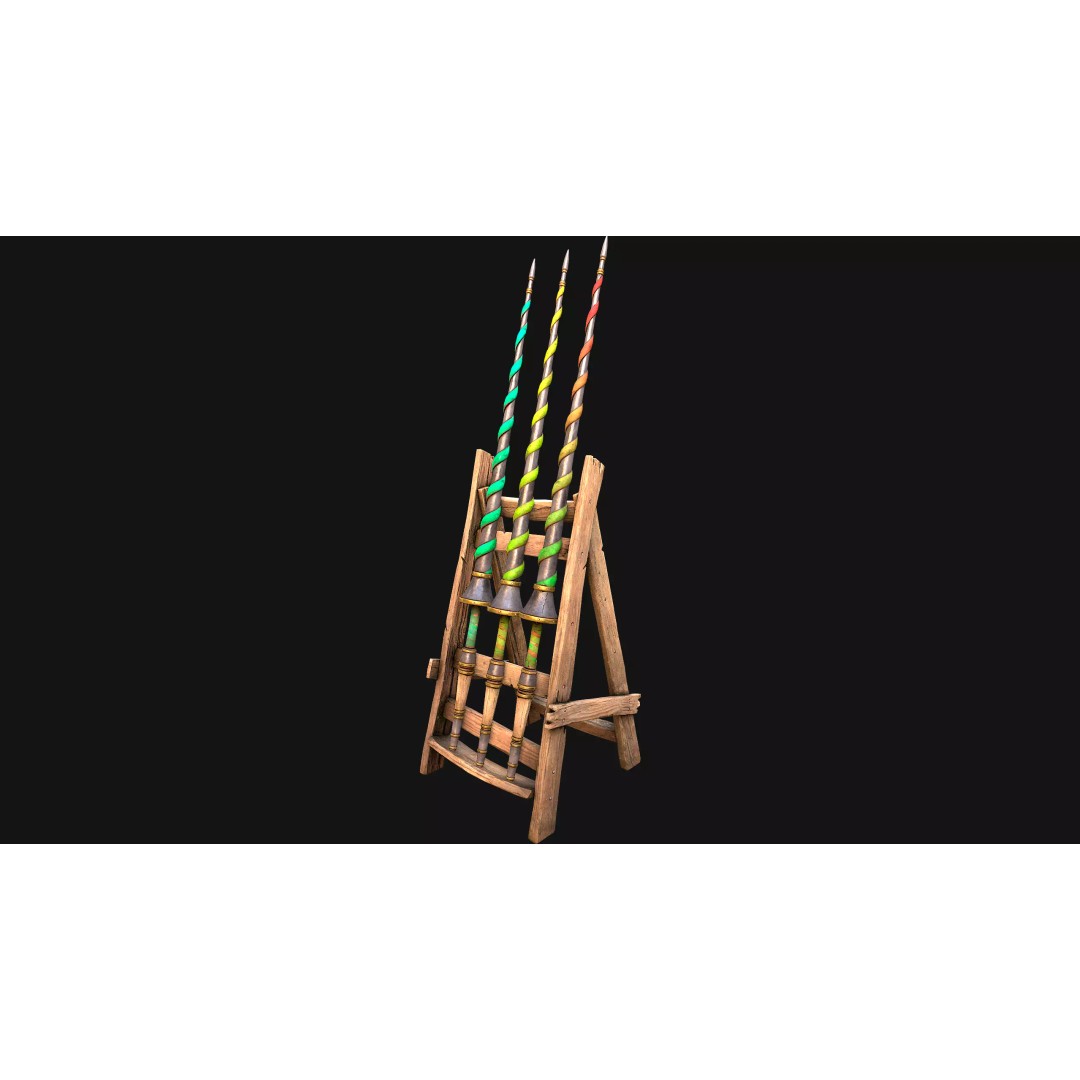 Medieval Lance Rack 3D Model – Low Poly Game Asset, FBX & Blender Formats - View 18