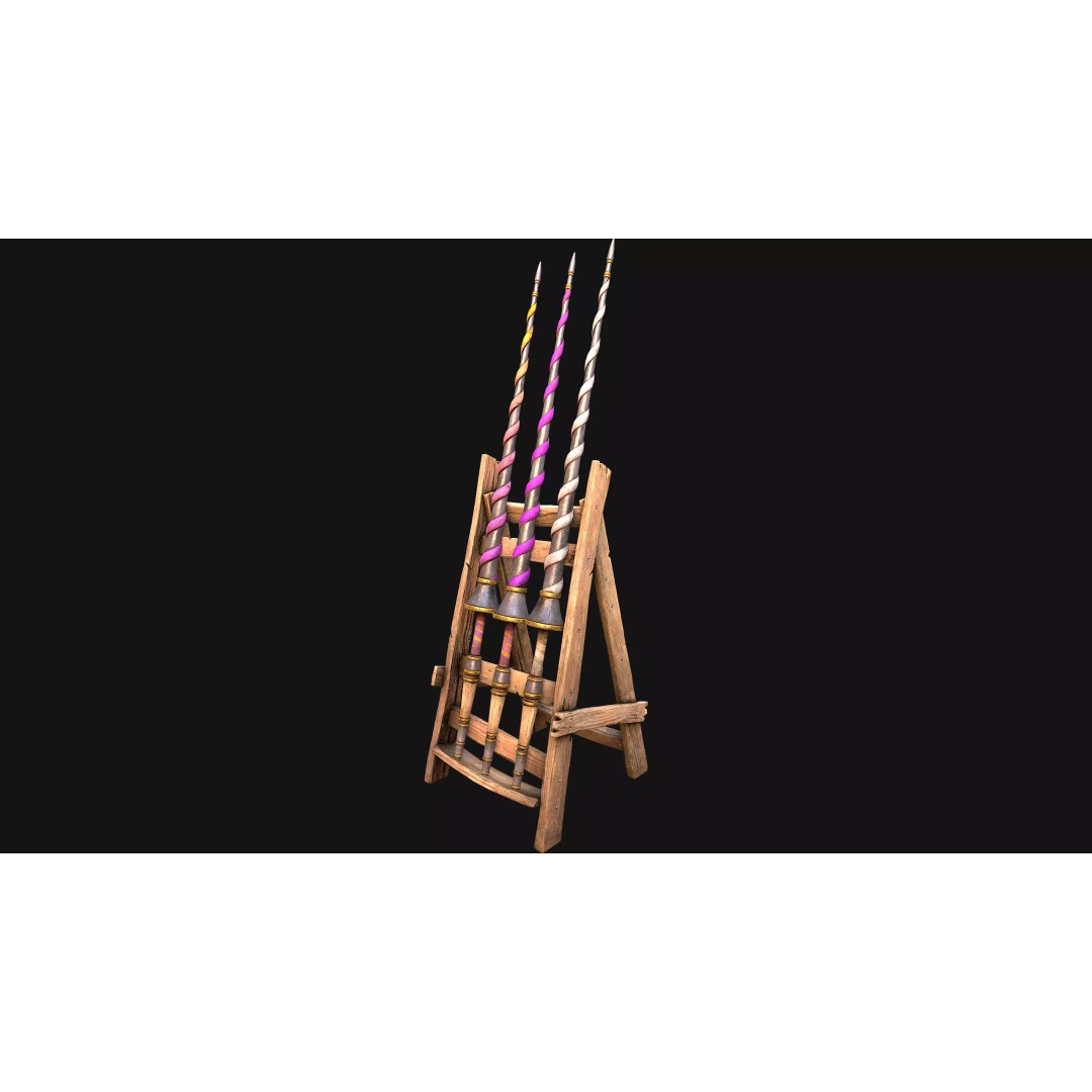 Medieval Lance Rack 3D Model – Low Poly Game Asset, FBX & Blender Formats - View 19