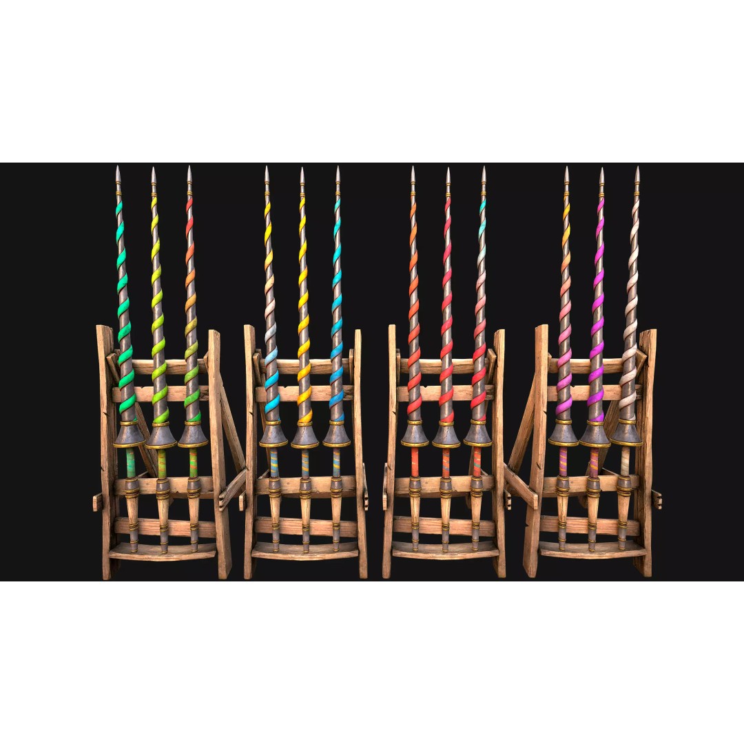 Medieval Lance Rack 3D Model – Low Poly Game Asset, FBX & Blender Formats - View 2