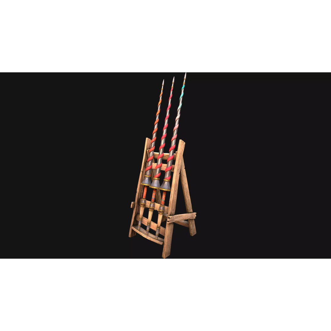Medieval Lance Rack 3D Model – Low Poly Game Asset, FBX & Blender Formats - View 20