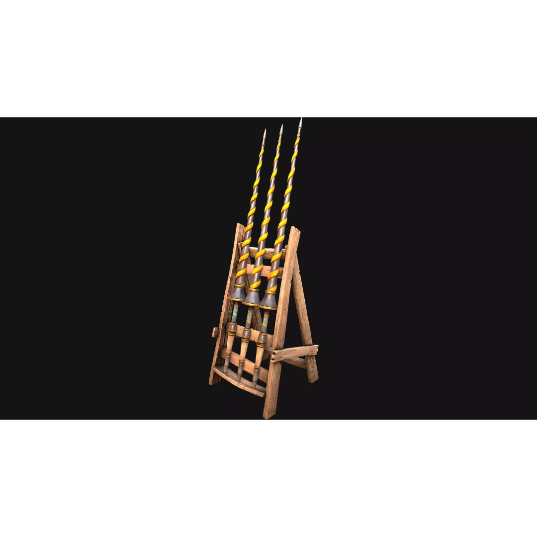 Medieval Lance Rack 3D Model – Low Poly Game Asset, FBX & Blender Formats - View 22