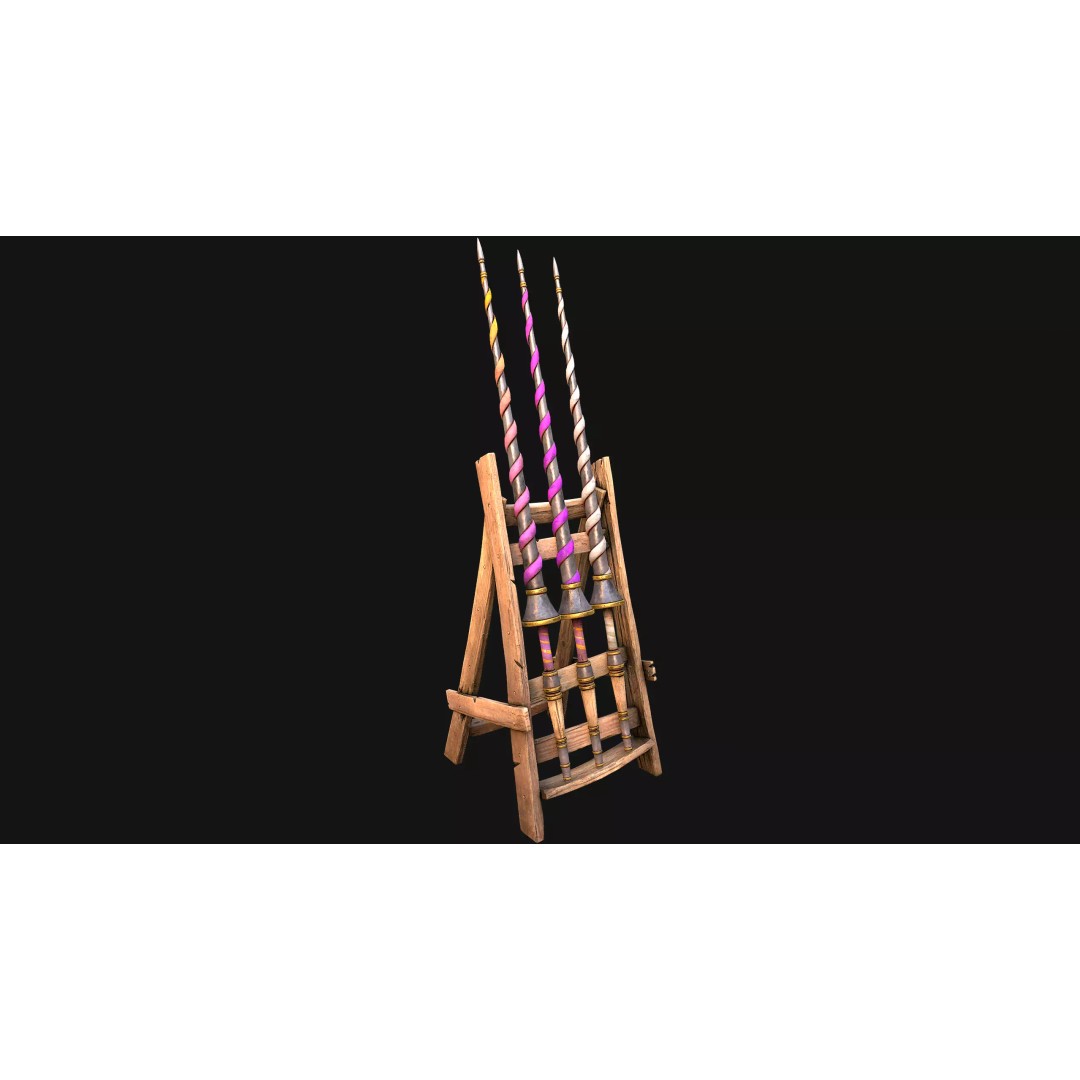 Medieval Lance Rack 3D Model – Low Poly Game Asset, FBX & Blender Formats - View 23