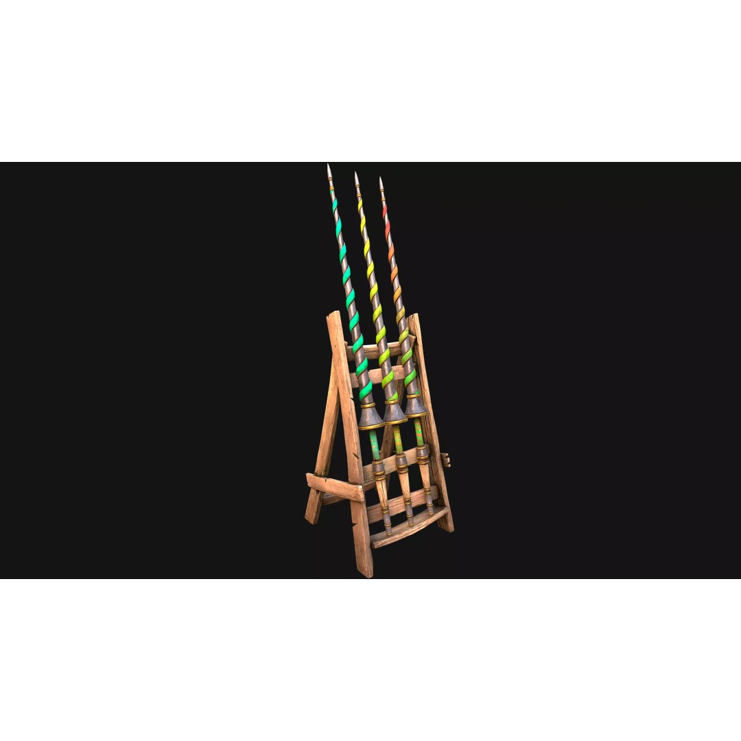 Medieval Lance Rack 3D Model – Low Poly Game Asset, FBX & Blender Formats - View 24