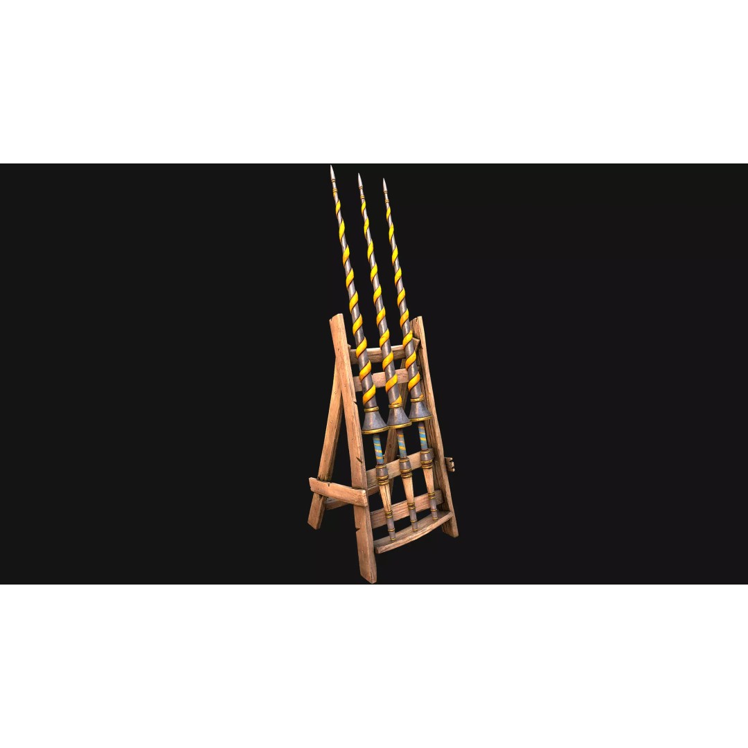 Medieval Lance Rack 3D Model – Low Poly Game Asset, FBX & Blender Formats - View 25