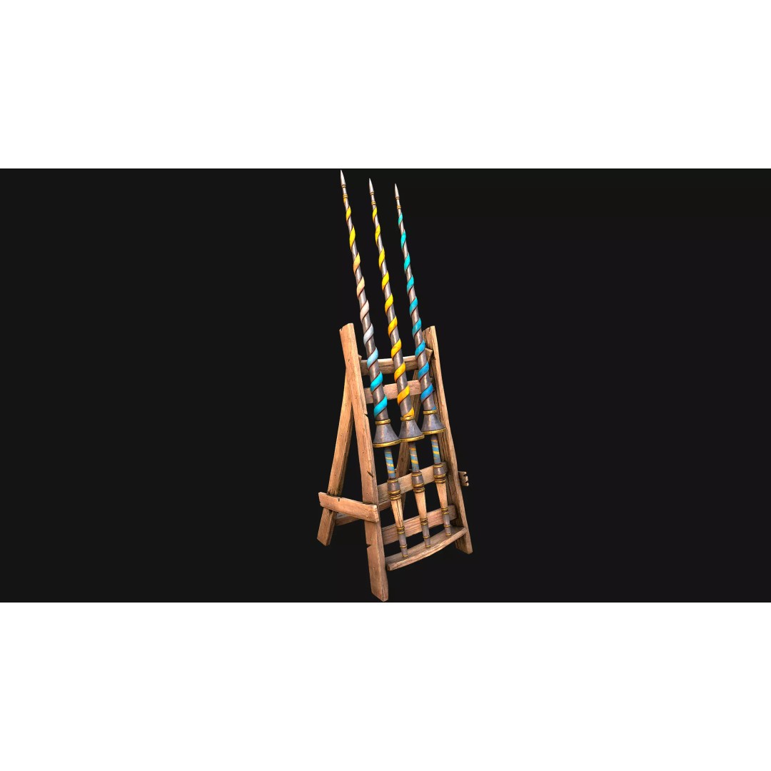 Medieval Lance Rack 3D Model – Low Poly Game Asset, FBX & Blender Formats - View 26