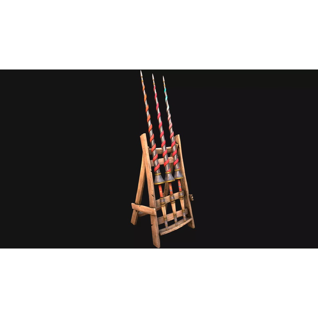 Medieval Lance Rack 3D Model – Low Poly Game Asset, FBX & Blender Formats - View 27
