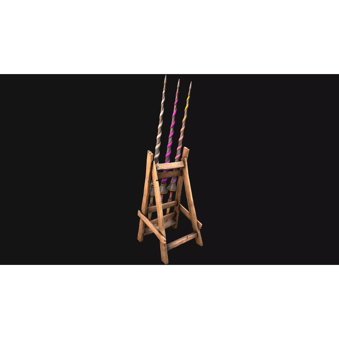 Medieval Lance Rack 3D Model – Low Poly Game Asset, FBX & Blender Formats - View 29