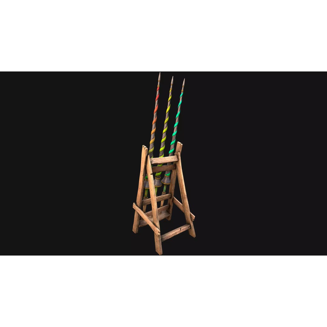 Medieval Lance Rack 3D Model – Low Poly Game Asset, FBX & Blender Formats - View 30