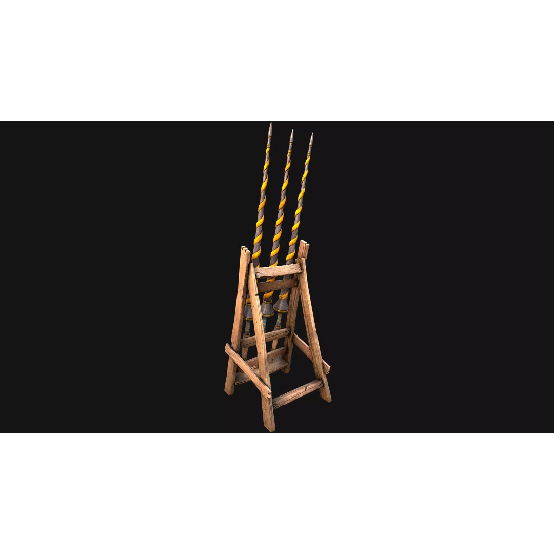 Medieval Lance Rack 3D Model – Low Poly Game Asset, FBX & Blender Formats - View 31