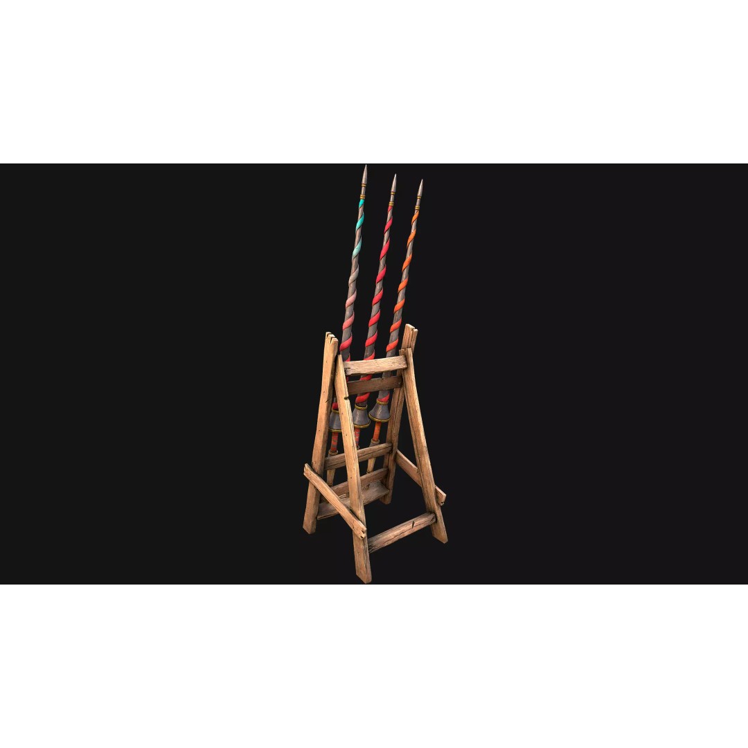 Medieval Lance Rack 3D Model – Low Poly Game Asset, FBX & Blender Formats - View 32
