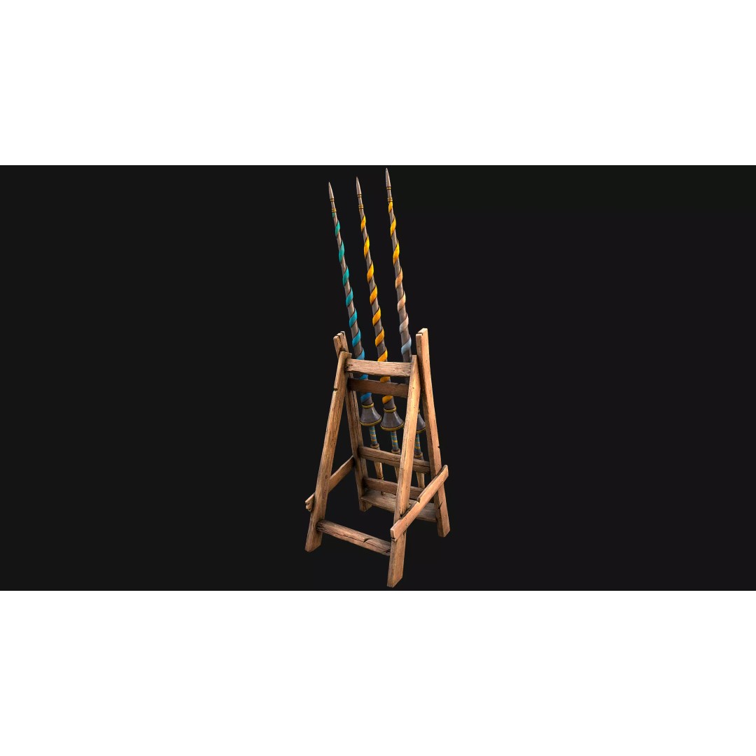 Medieval Lance Rack 3D Model – Low Poly Game Asset, FBX & Blender Formats - View 33