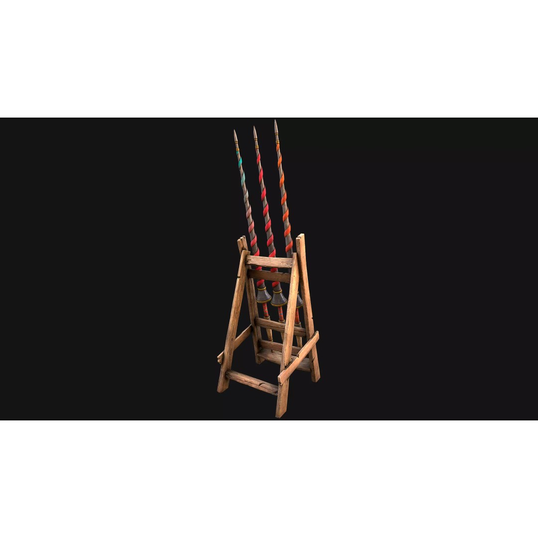 Medieval Lance Rack 3D Model – Low Poly Game Asset, FBX & Blender Formats - View 35