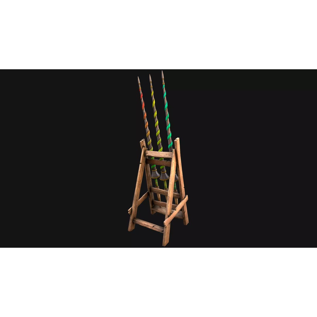 Medieval Lance Rack 3D Model – Low Poly Game Asset, FBX & Blender Formats - View 36