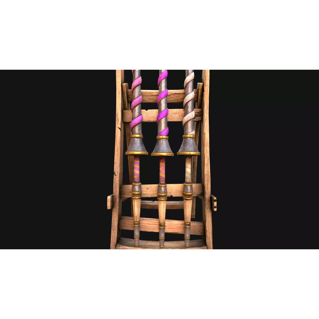 Medieval Lance Rack 3D Model – Low Poly Game Asset, FBX & Blender Formats - View 38