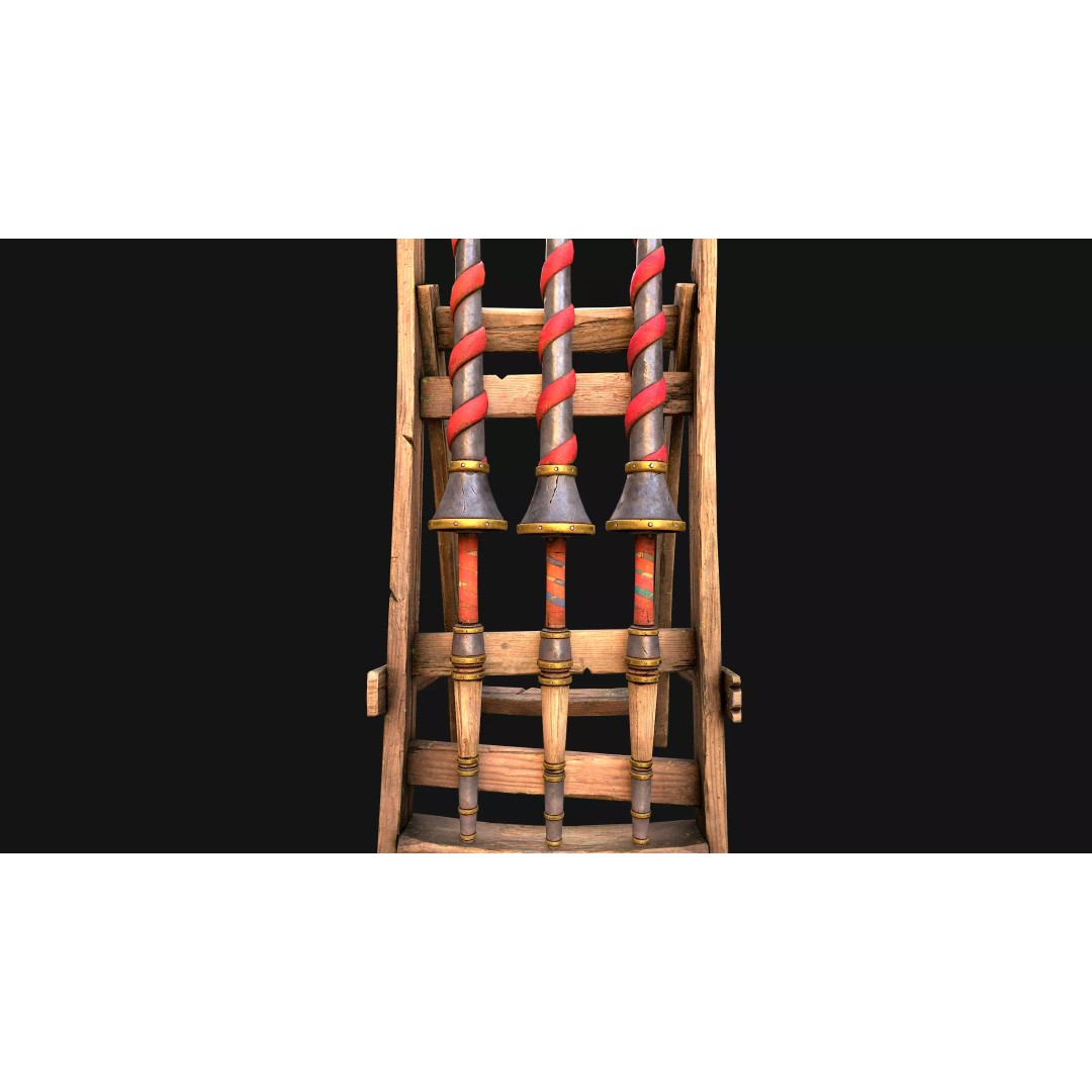 Medieval Lance Rack 3D Model – Low Poly Game Asset, FBX & Blender Formats - View 39