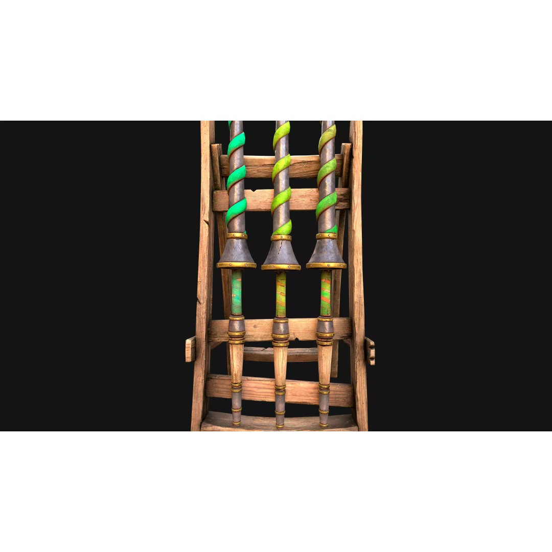 Medieval Lance Rack 3D Model – Low Poly Game Asset, FBX & Blender Formats - View 40
