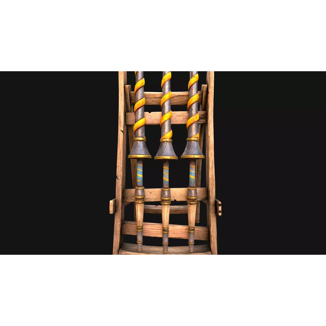 Medieval Lance Rack 3D Model – Low Poly Game Asset, FBX & Blender Formats - View 41