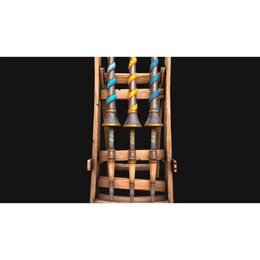 Medieval Lance Rack 3D Model – Low Poly Game Asset, FBX & Blender Formats - View 42