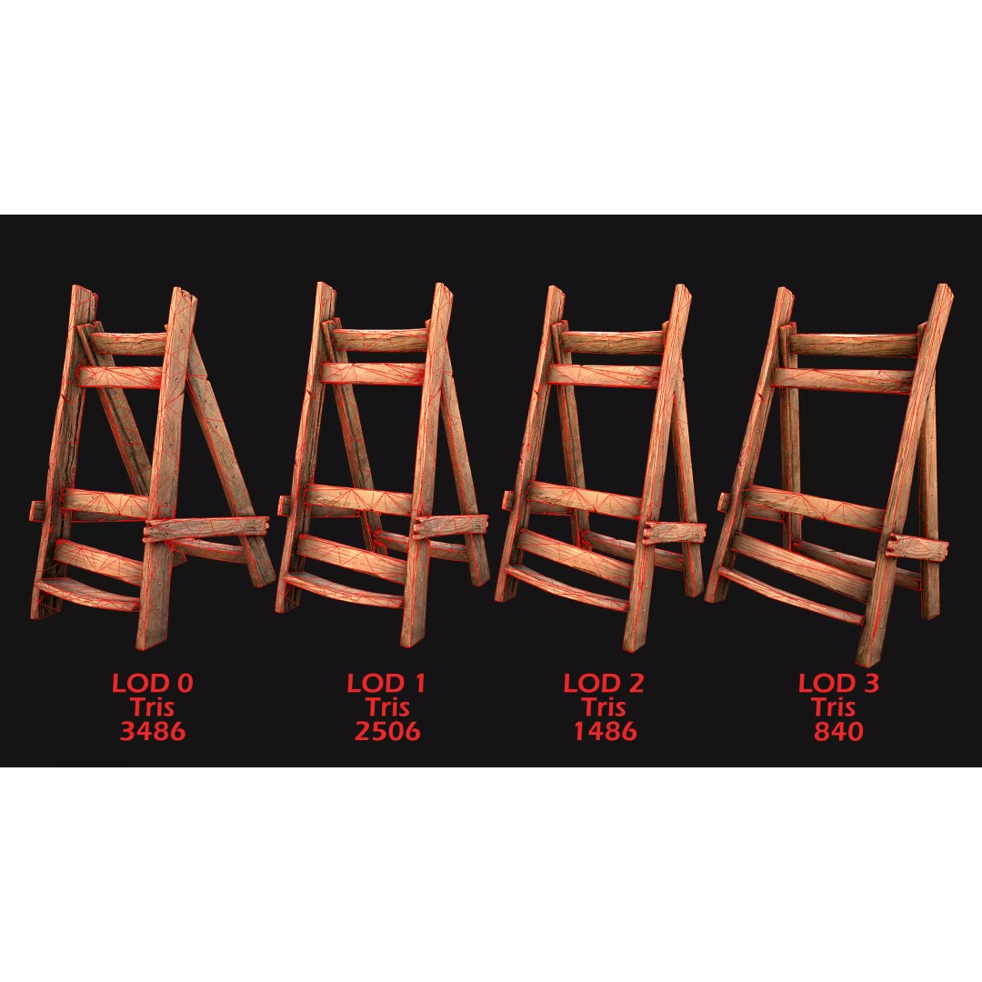 Medieval Lance Rack 3D Model – Low Poly Game Asset, FBX & Blender Formats - View 6