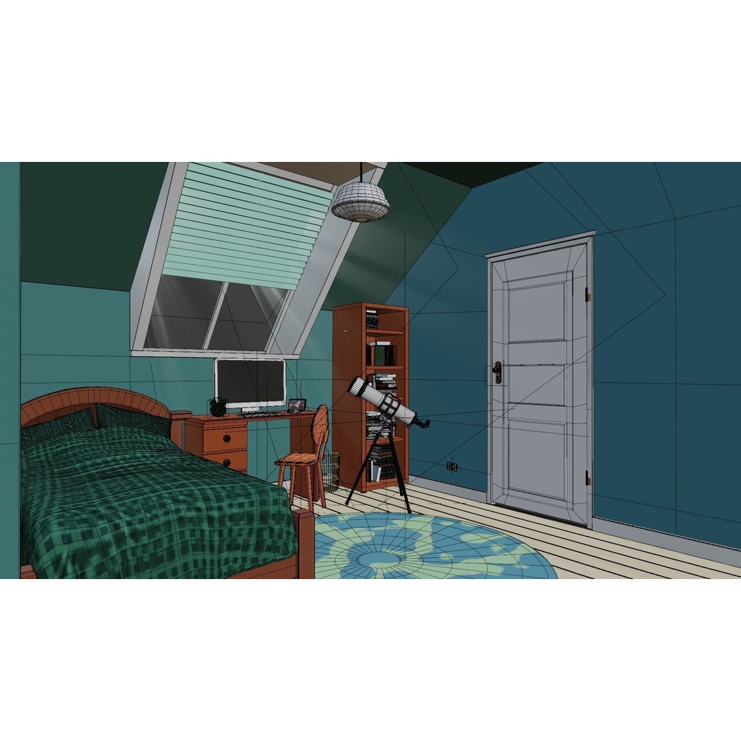 Cartoon Room 003 3D Model – Low Poly Interior Asset, Blender, FBX - View 16