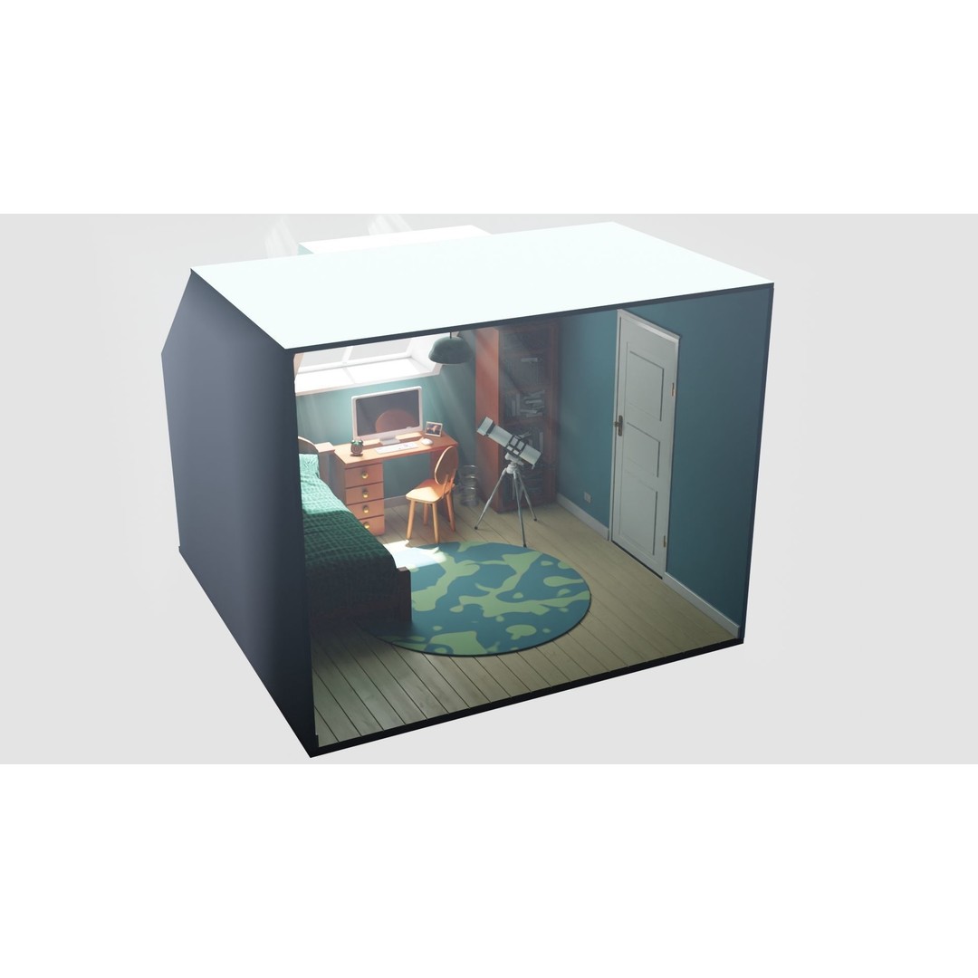 Cartoon Room 003 3D Model – Low Poly Interior Asset, Blender, FBX - View 18