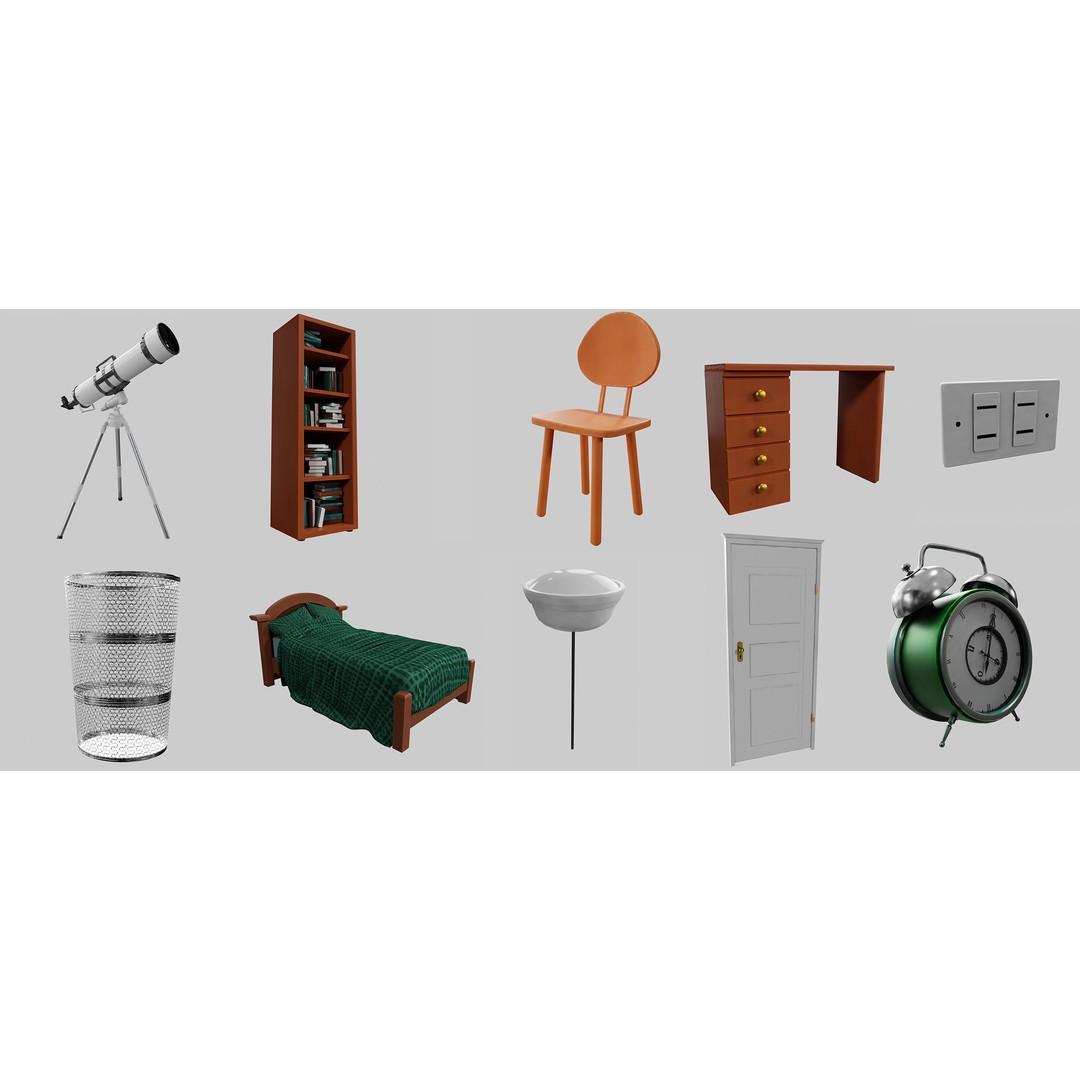Cartoon Room 003 3D Model – Low Poly Interior Asset, Blender, FBX - View 20