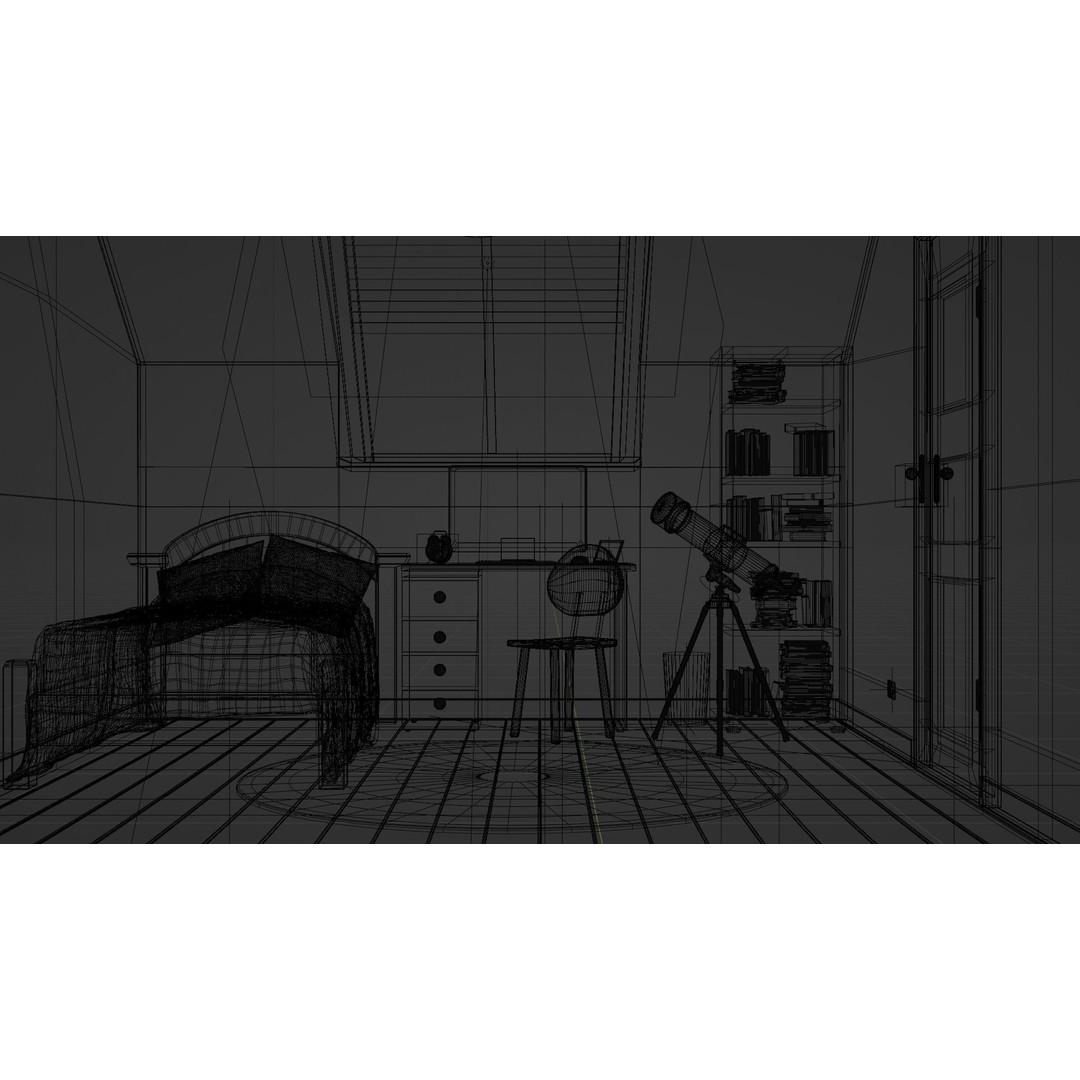 Cartoon Room 003 3D Model – Low Poly Interior Asset, Blender, FBX - View 3