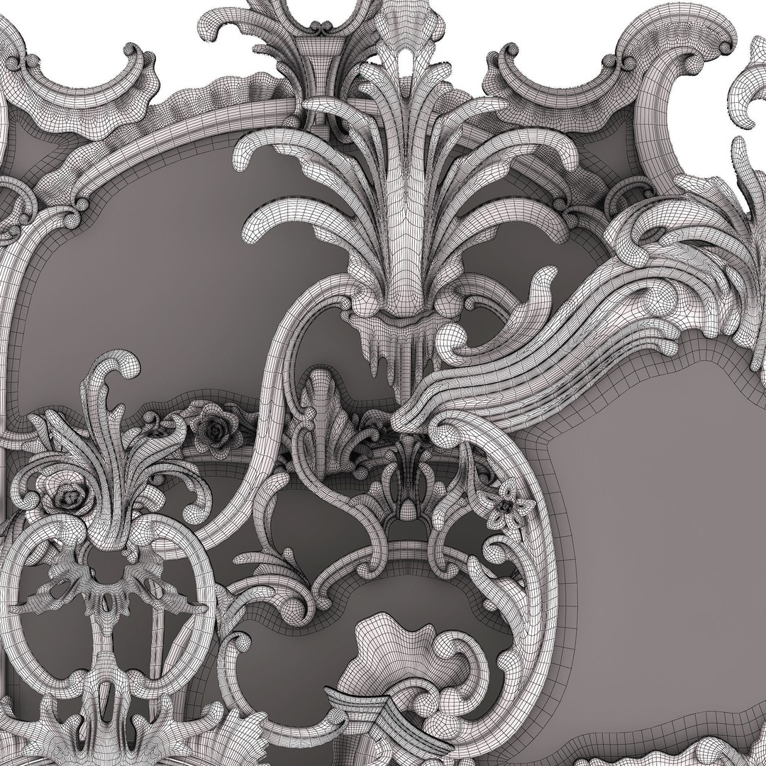 George 2 Mirror Set 3D Model – Classical Rococo Furniture, FBX