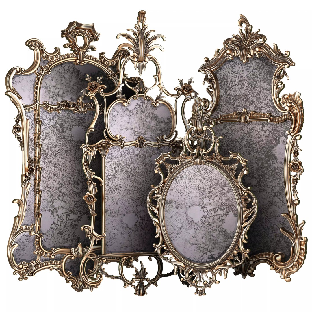 George 2 Mirror Set 3D Model – Classical Rococo Furniture, FBX - View 2